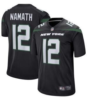Nike Joe Namath NFL New York Jets Black Jersey #12 Men’s Size Medium